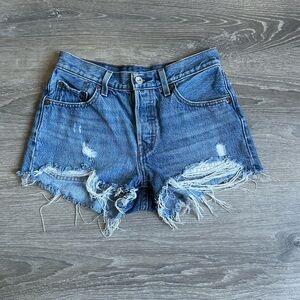 Levi's 501 Blue‎ Distressed Jean Shorts Size 24